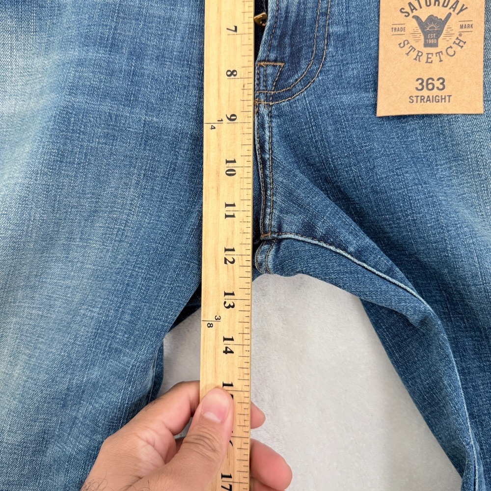 Lucky Brand 363 Vintage Jeans Mens 36x32 Blue Whisker Stretch Distressed - Picture 5 of 12